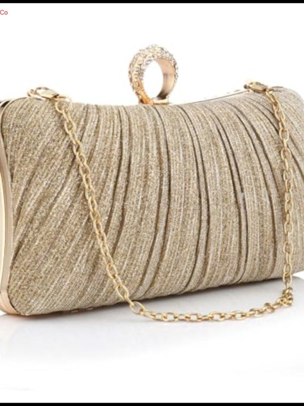 Pleated Glitter Clutch Purse Rhinestone Evening Bag Wedding Party